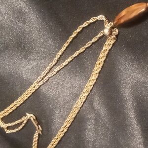 Vintage gold tone layered rope chain necklace